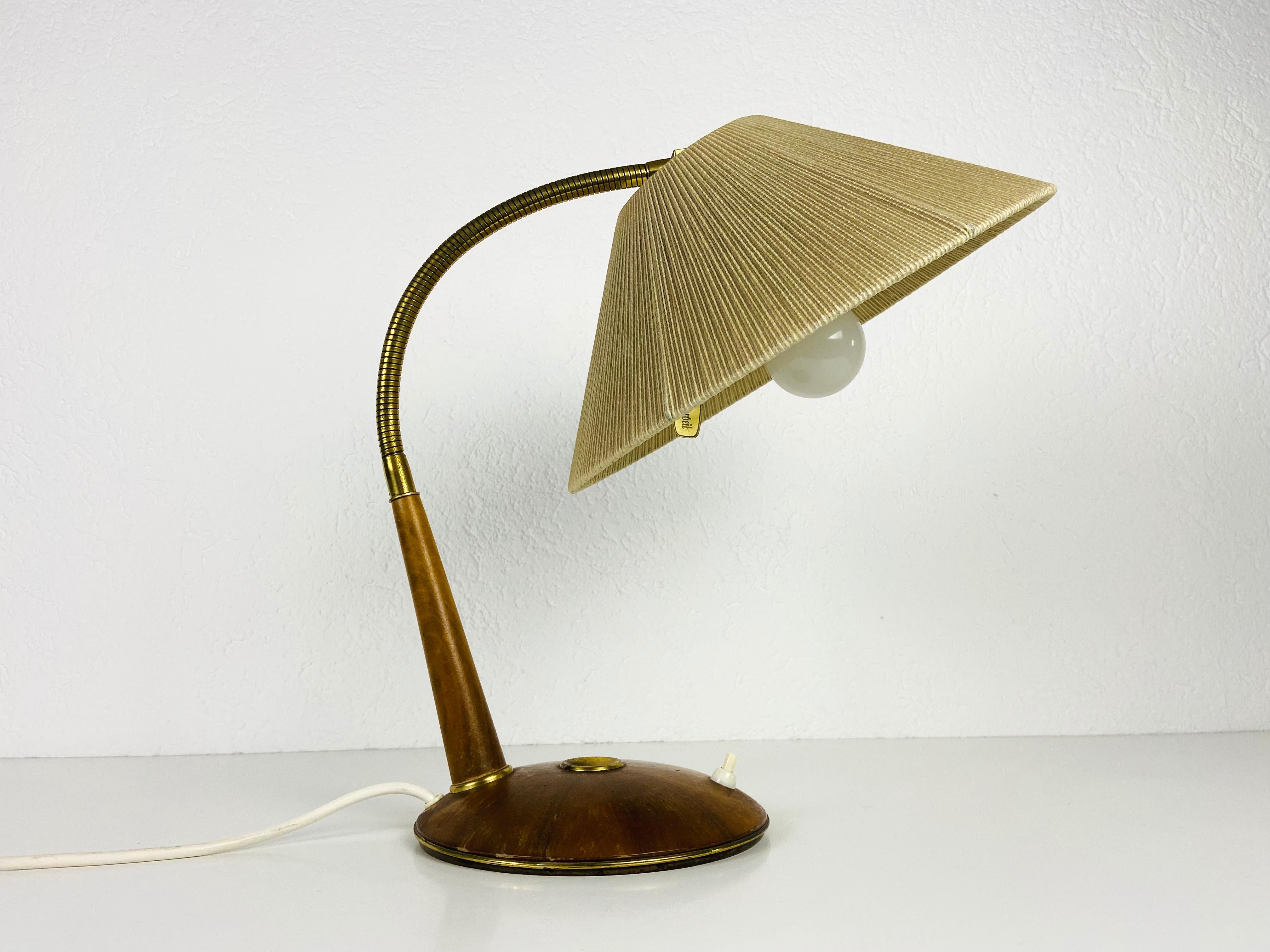 Midcentury Teak and Rattan Table Lamp by Temde, circa 1970 2