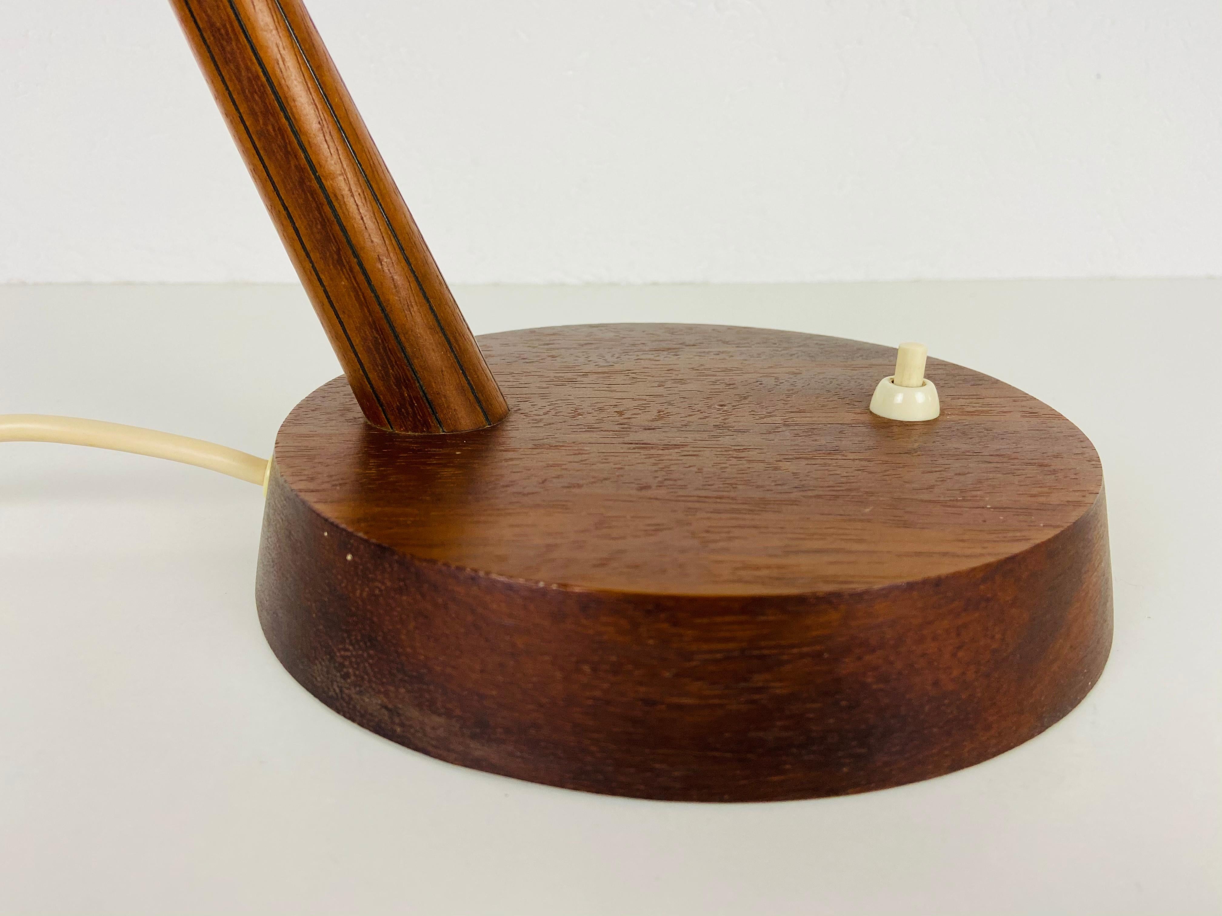 Midcentury Teak and Rattan Table Lamp by Temde, circa 1970 For Sale 3