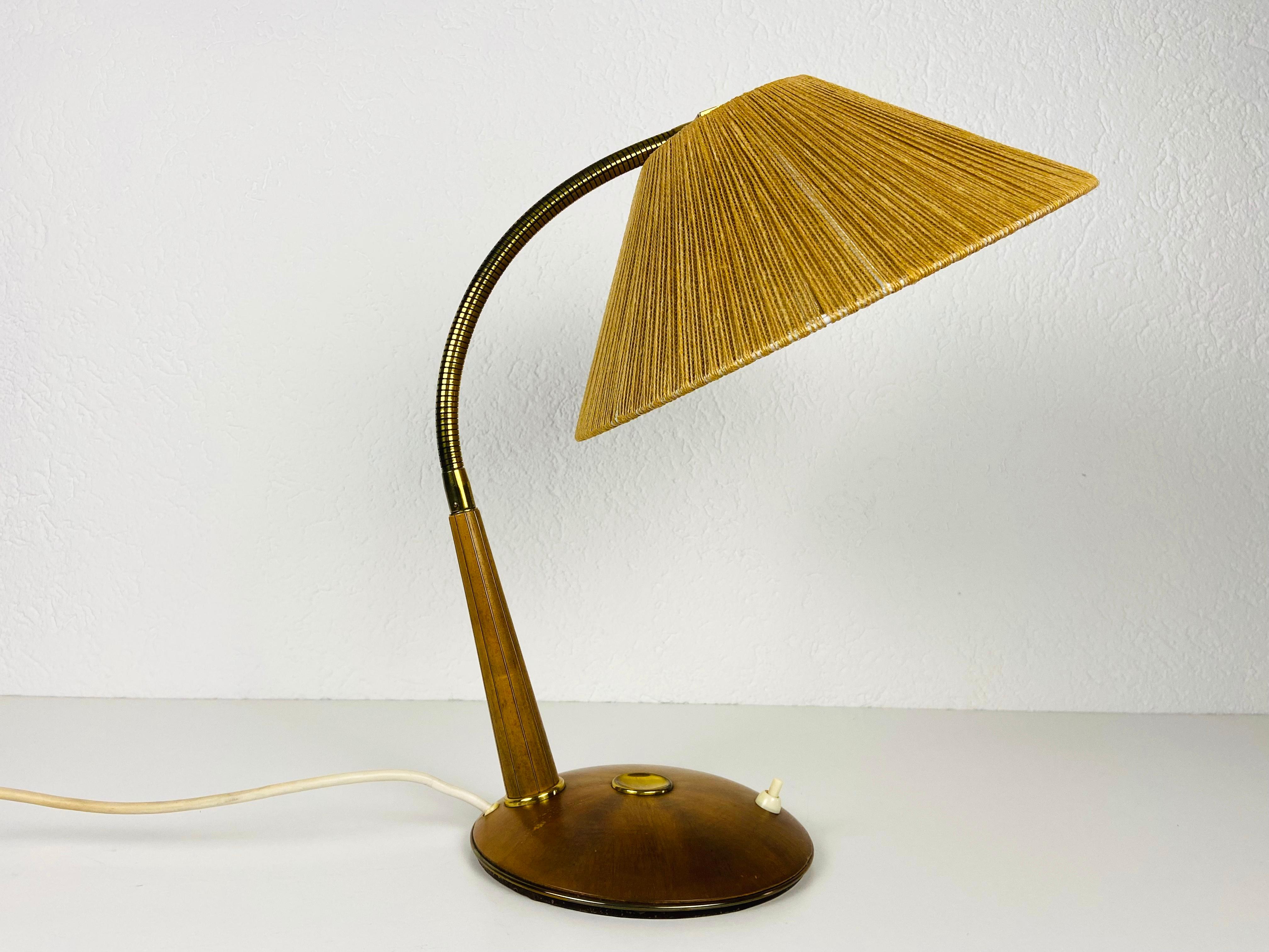 Midcentury Teak and Rattan Table Lamp by Temde, circa 1970 For Sale 3