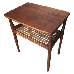 Midcentury Teak and Seagrass Lamp or Side Table Attributed to France and Son