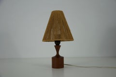Lampada da tavolo in teak e sisal del Medioevo di Temde, circa 1970