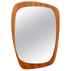 Midcentury Teak Asymmetric Wall Mount Mirror