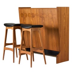 Midcentury Teak Bar with Stools by Johannes Andersen