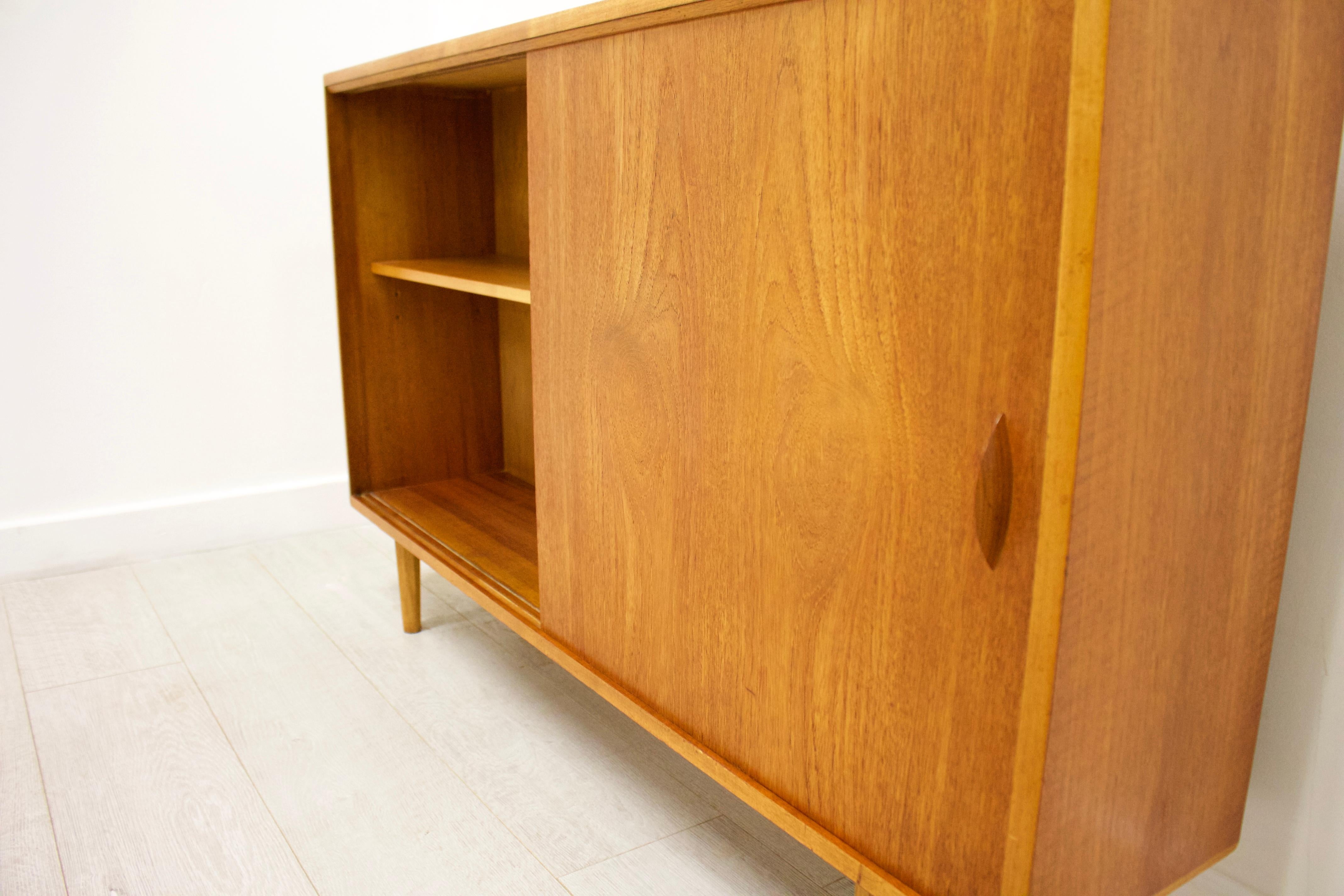 Veneer Midcentury Teak Bookcase For Sale