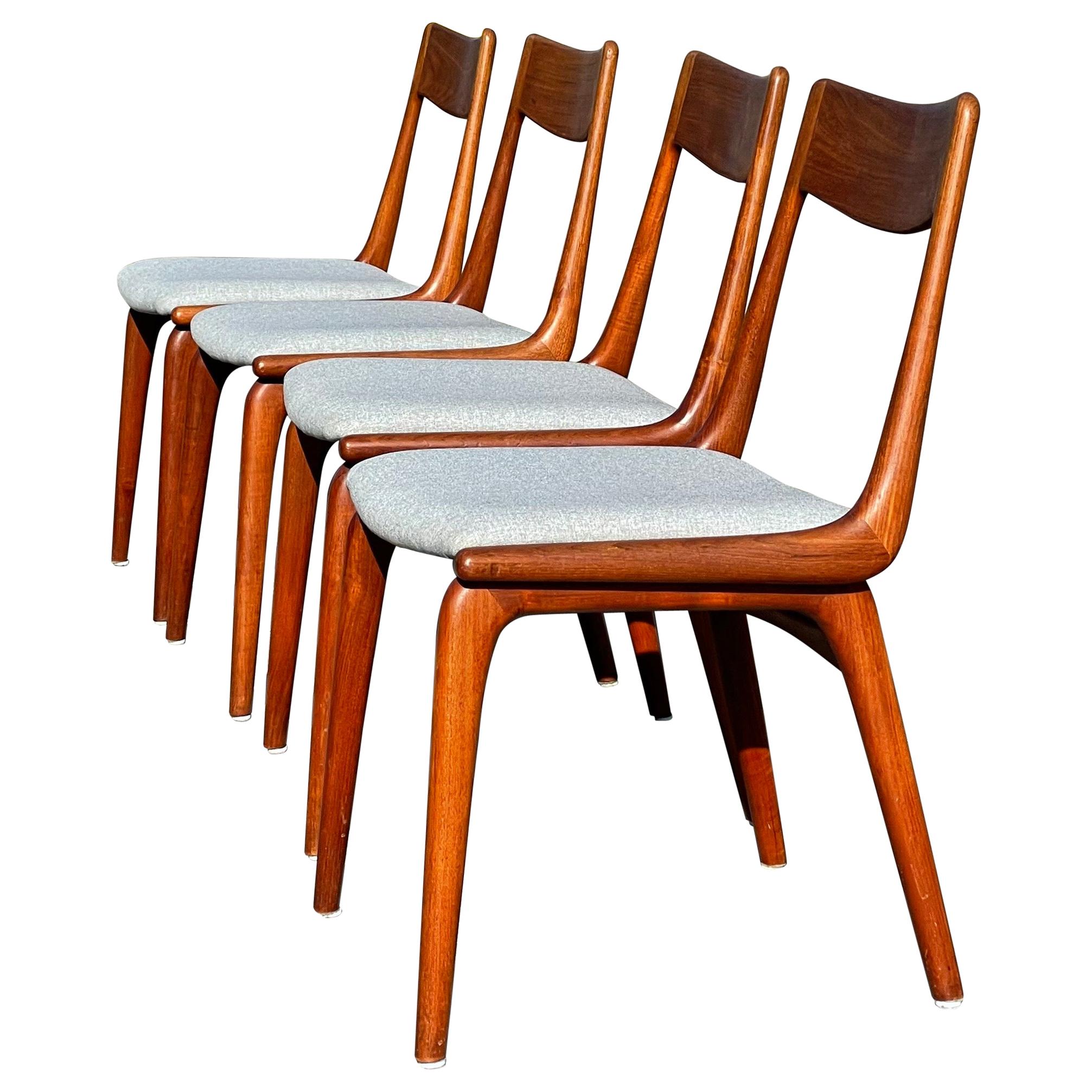 Midcentury Teak Boomerang Chairs #370 by E. Christensen for Slagelse, Set of 4