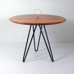 Midcentury Teak, Brass and Cast Iron Tripod Side Table by Digsmed, Denmark