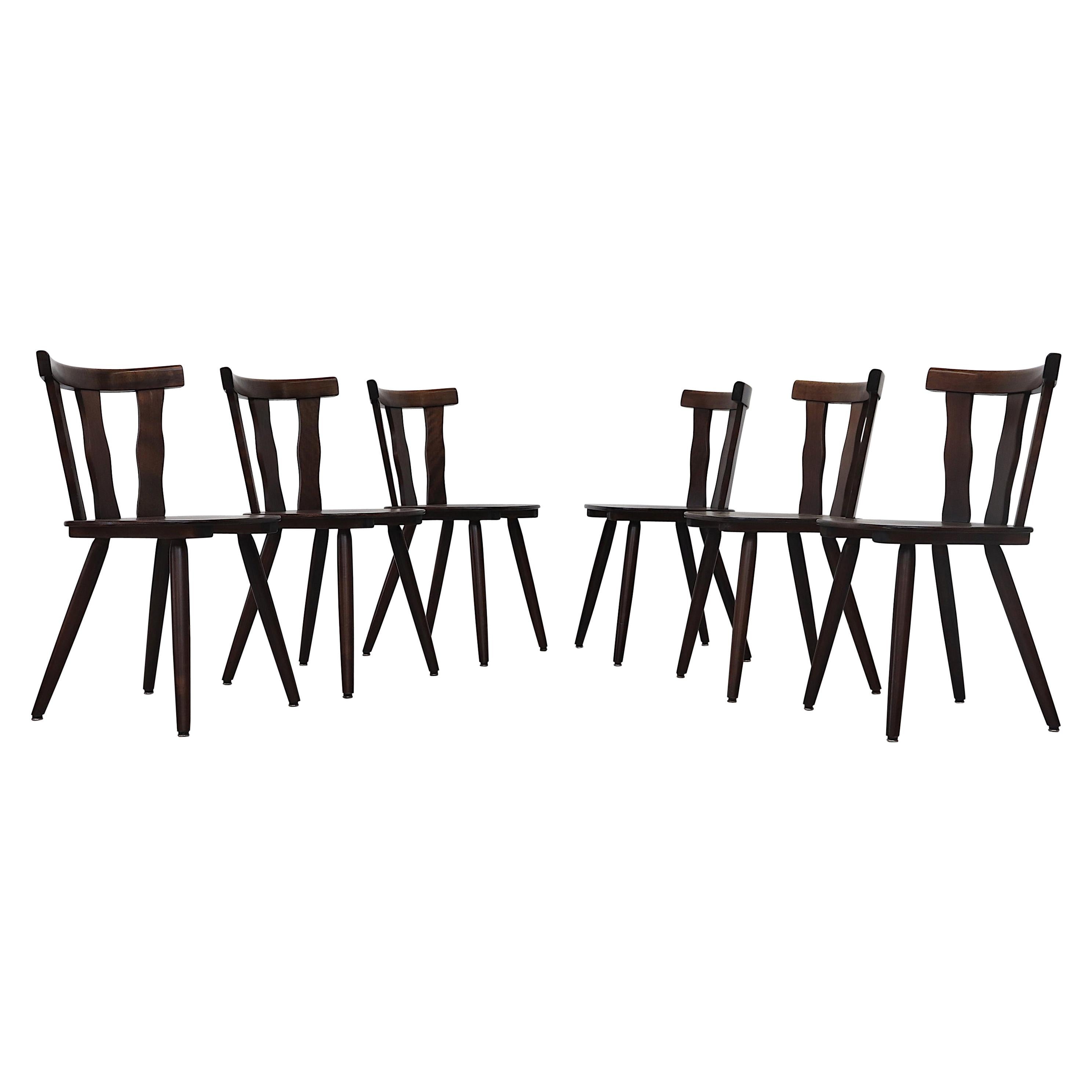 Midcentury Teak Brutalist Farm Dining Chairs