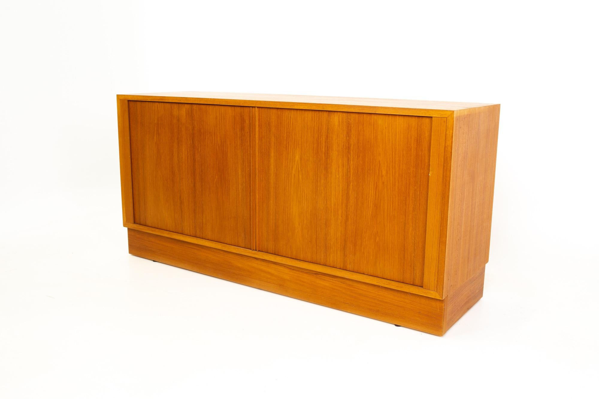 Midcentury Teak Buffet with Glass Front Hutch 1