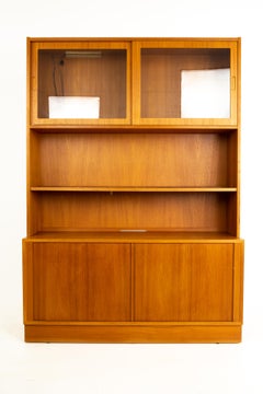 Midcentury Teak Buffet with Glass Front Hutch