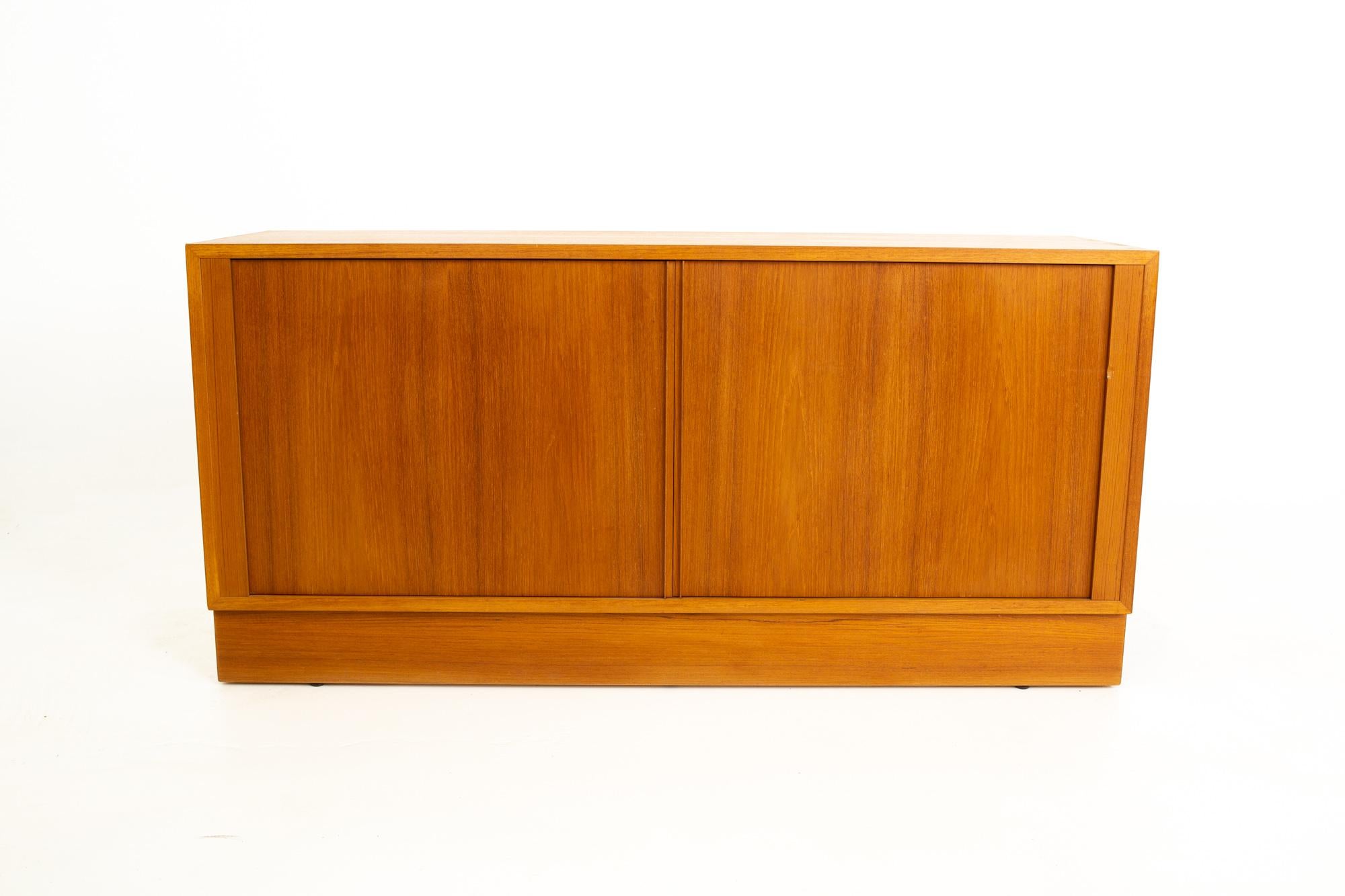 Wood Midcentury Teak Buffet with Glass Front Hutch