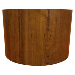 Vintage Midcentury Teak Circle Drum Shaped Coffee Table End Table 1970s circa