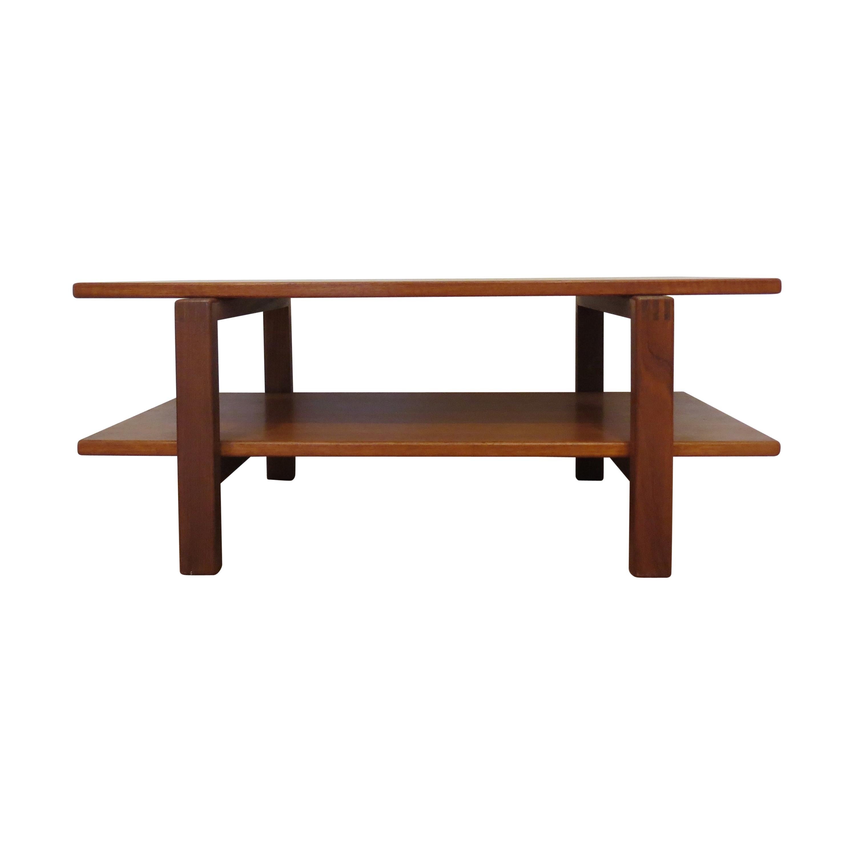 Midcentury Teak Coffee Table Media Stand Shelving Unit, 1960s at 1stDibs
