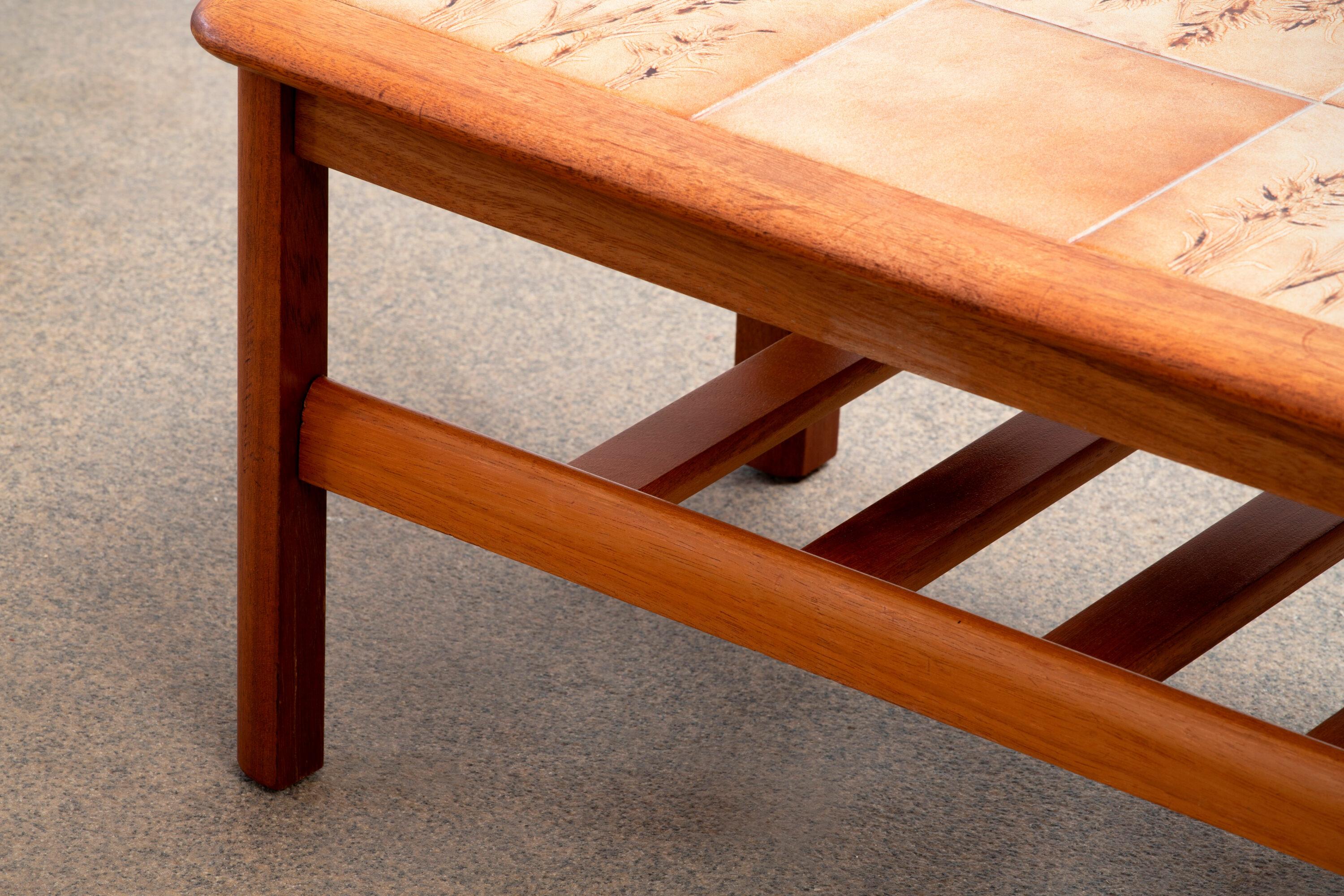 20th Century Mid-Century Teak Coffee Table with Ceramic Details For Sale