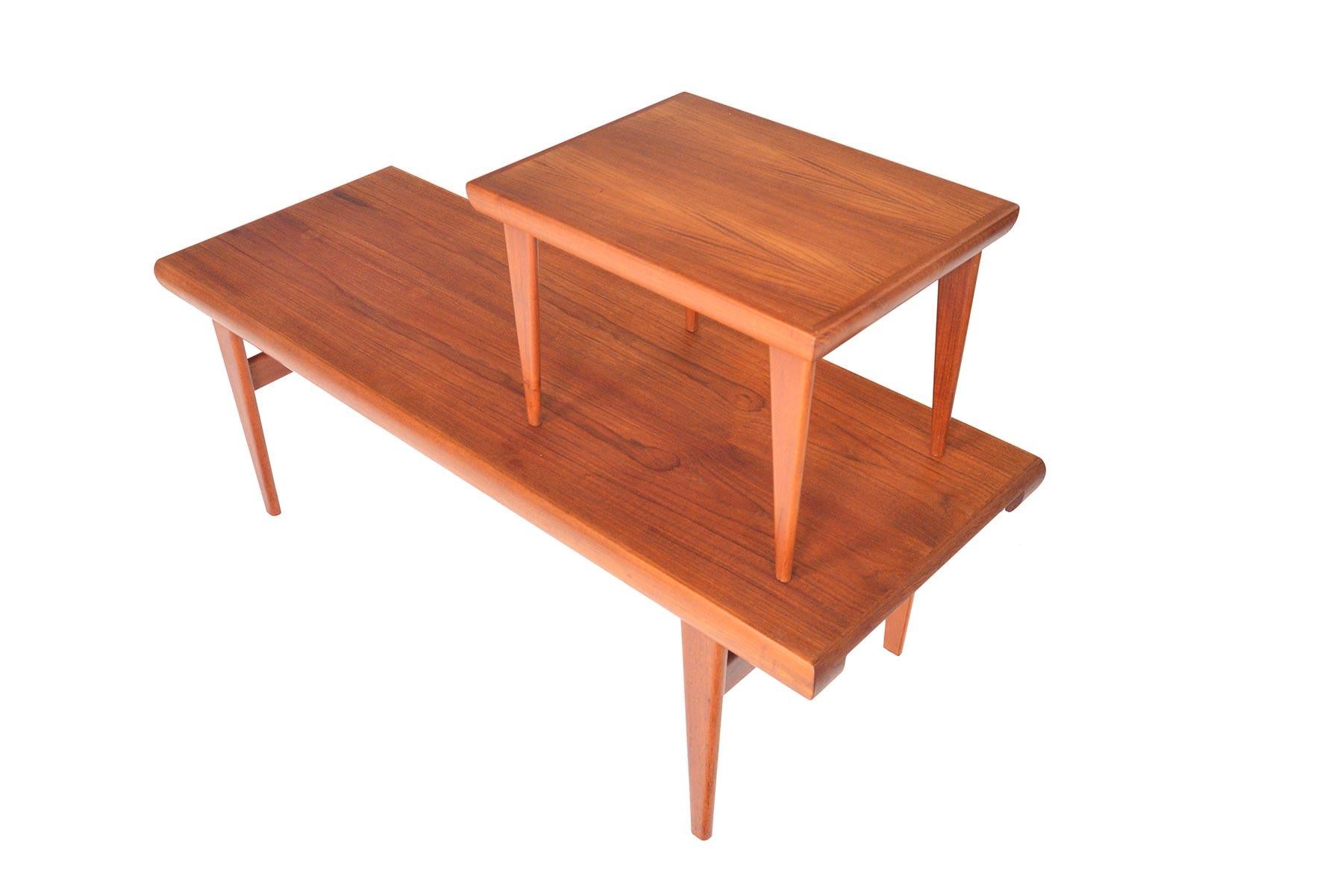 Midcentury Teak Coffee Table with Fold Out Side Table 6