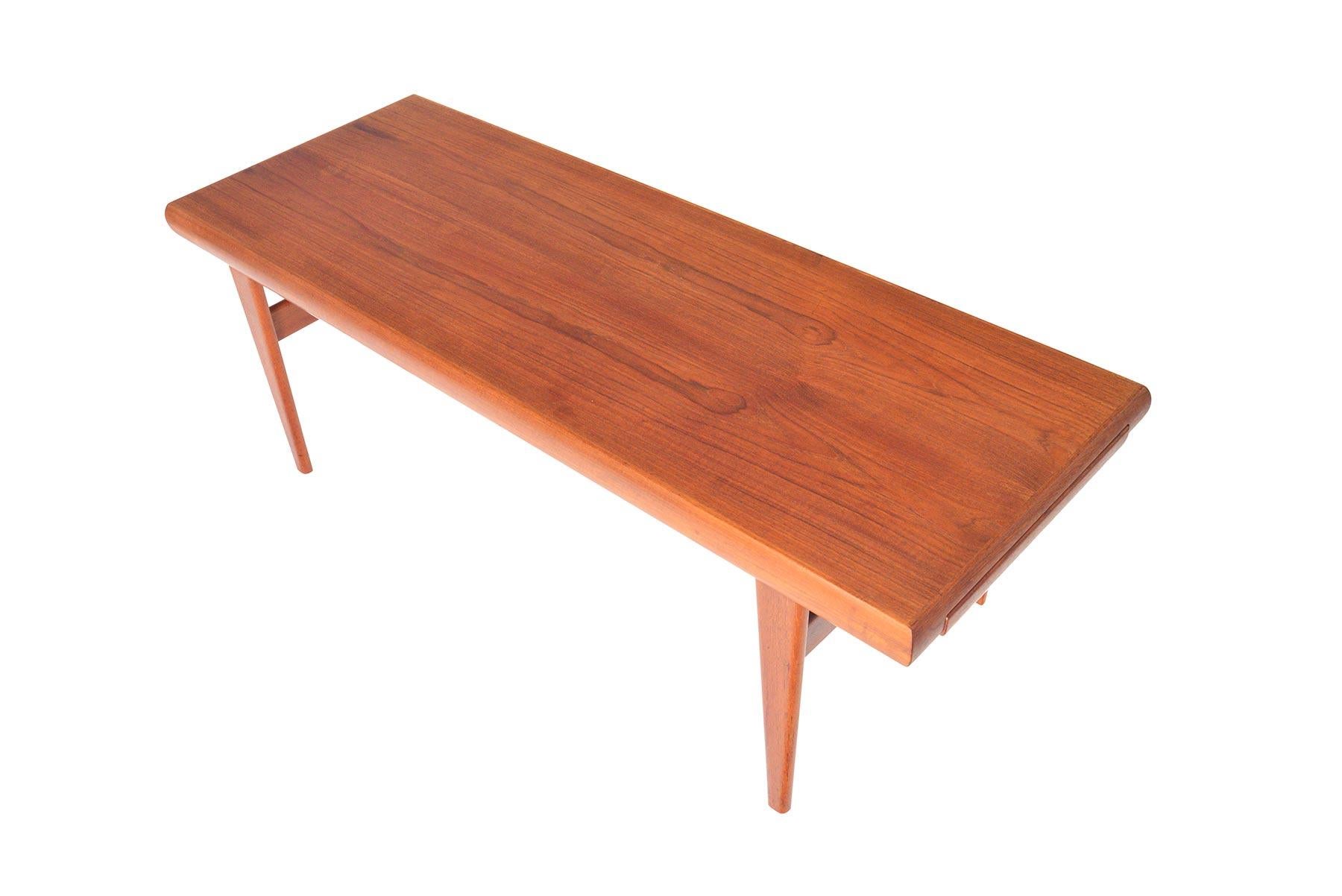 Midcentury Teak Coffee Table with Fold Out Side Table 2