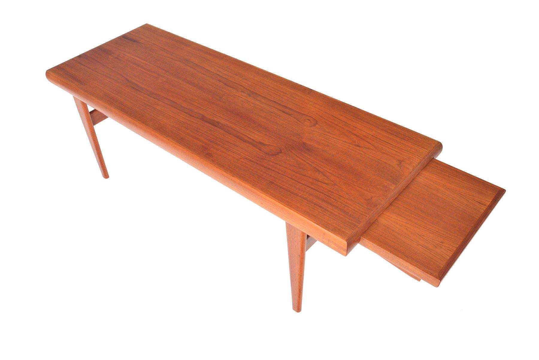 Midcentury Teak Coffee Table with Fold Out Side Table 3