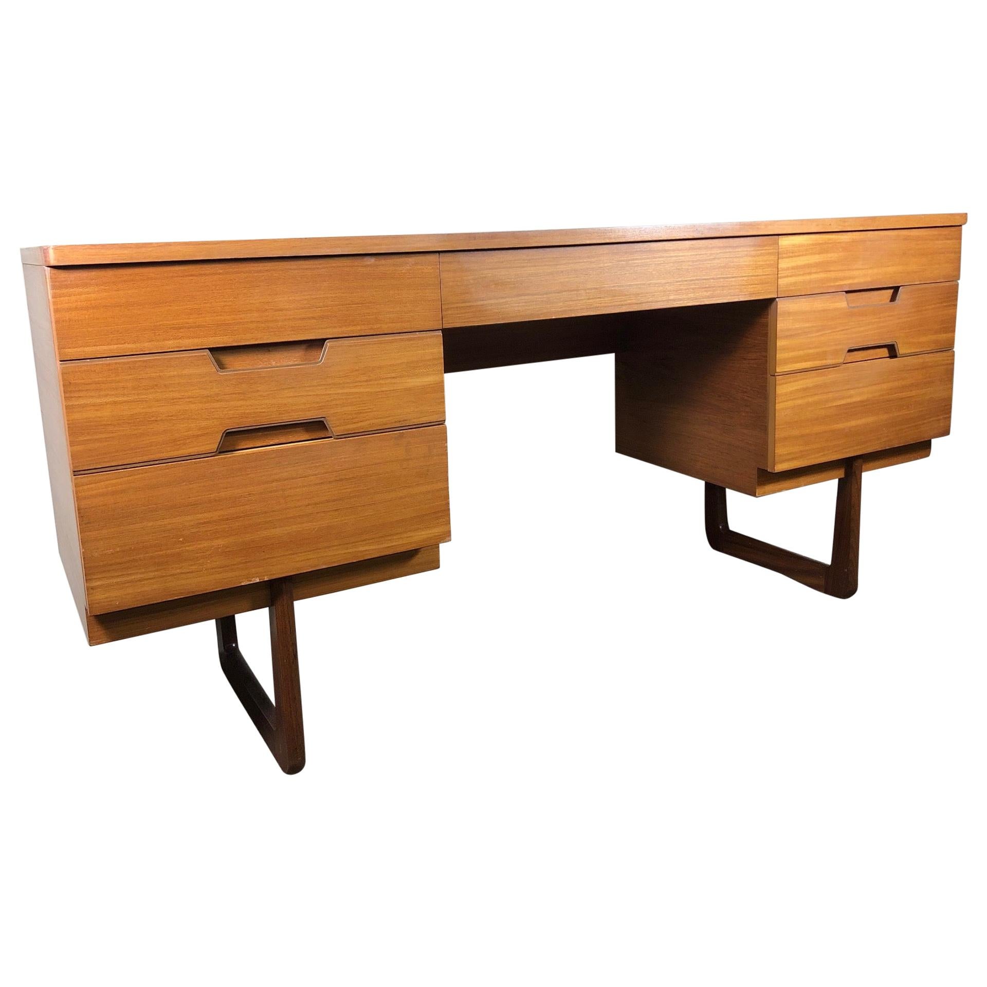 Midcentury Teak Desk or Vanity by Uniflex For Sale