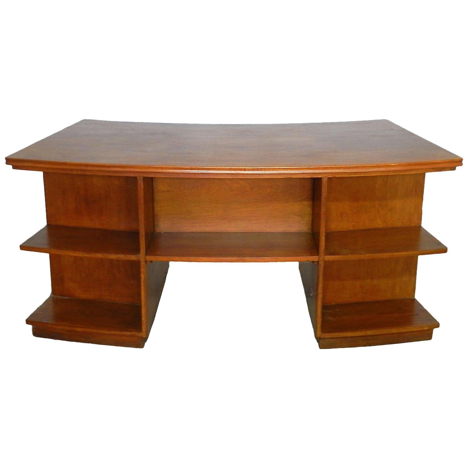 Midcentury Teak Desk Writing Table Curved Double Sided