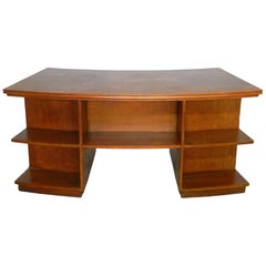 Midcentury Teak Desk Writing Table Curved Double Sided