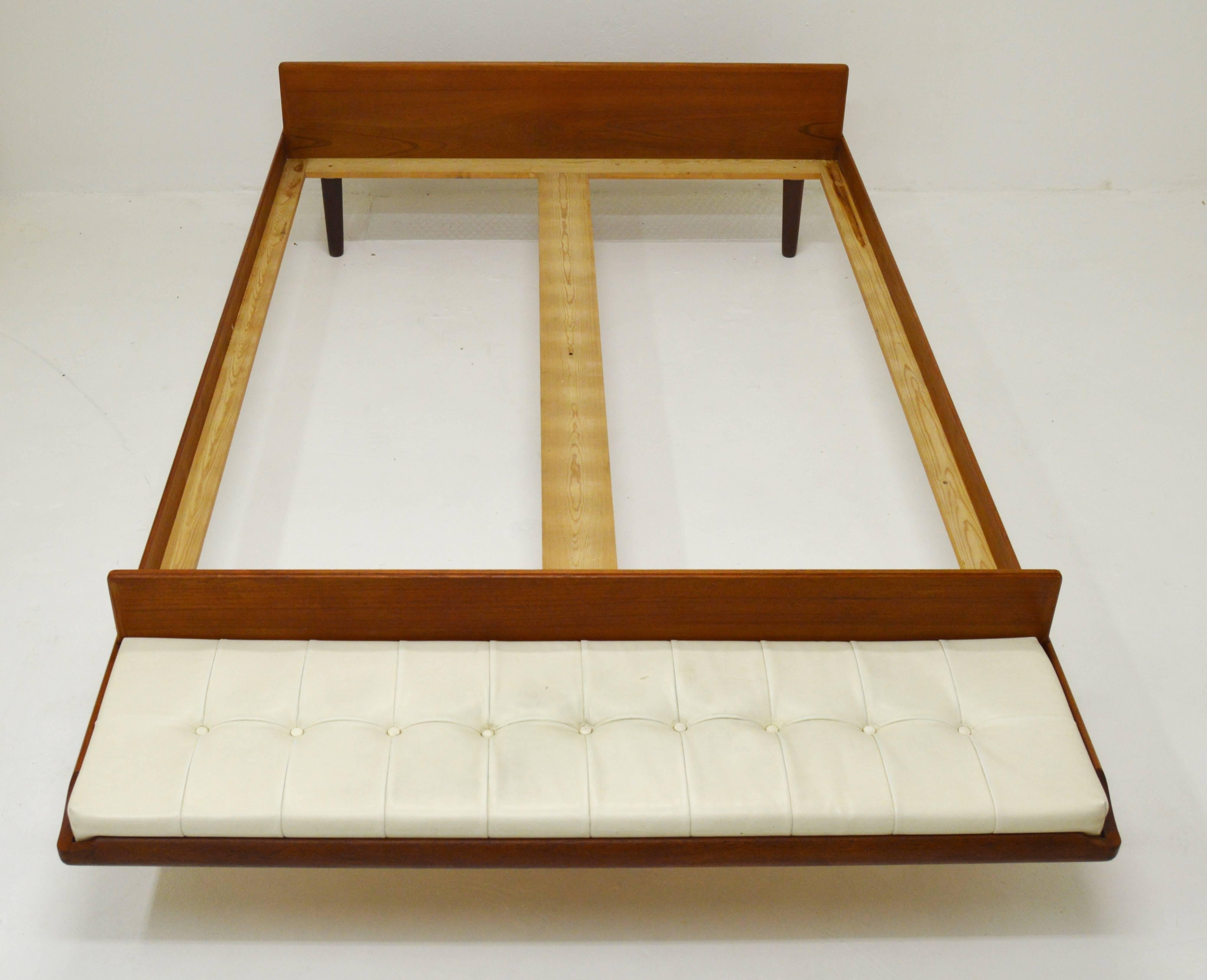 Danish Midcentury Teak Double Master Bed with Bench For Sale