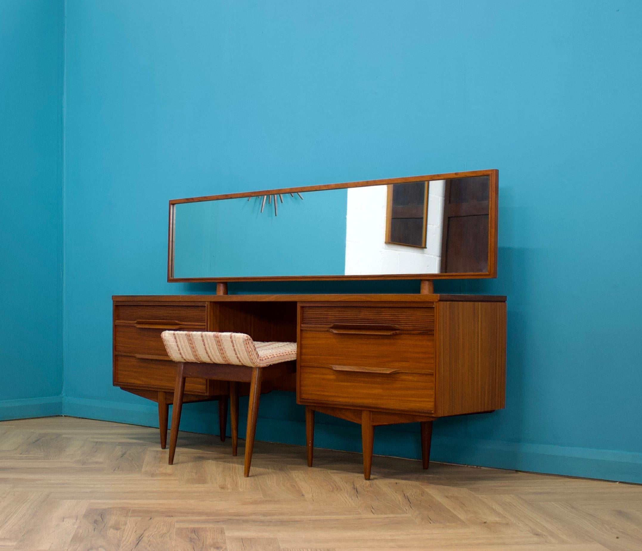 Woodwork Midcentury Teak Dressing Table & Stool from White & Newton, 1960s For Sale