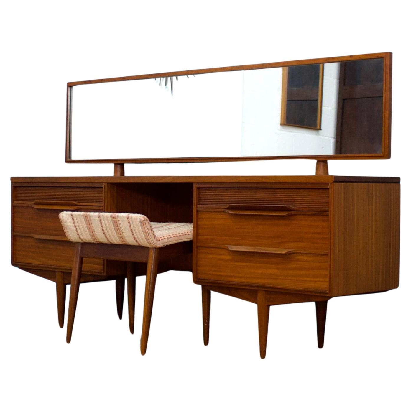 Midcentury Teak Dressing Table & Stool from White & Newton, 1960s For Sale