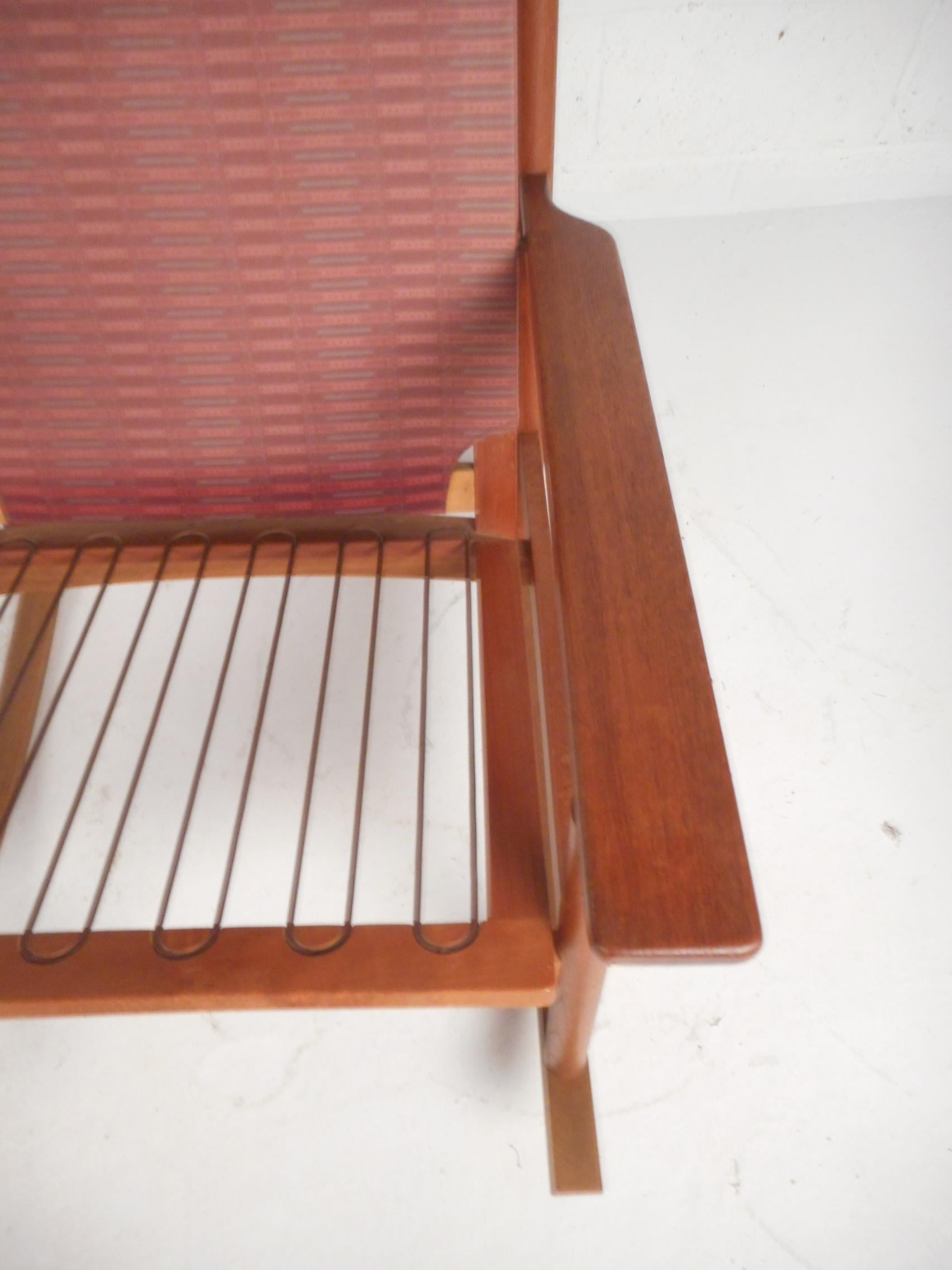 Upholstery Midcentury Teak Dux Rocking Chair by Hans Olsen