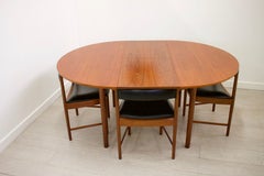 Midcentury Teak Extendable Dining Table with 4 Chairs from McIntosh, 1960s