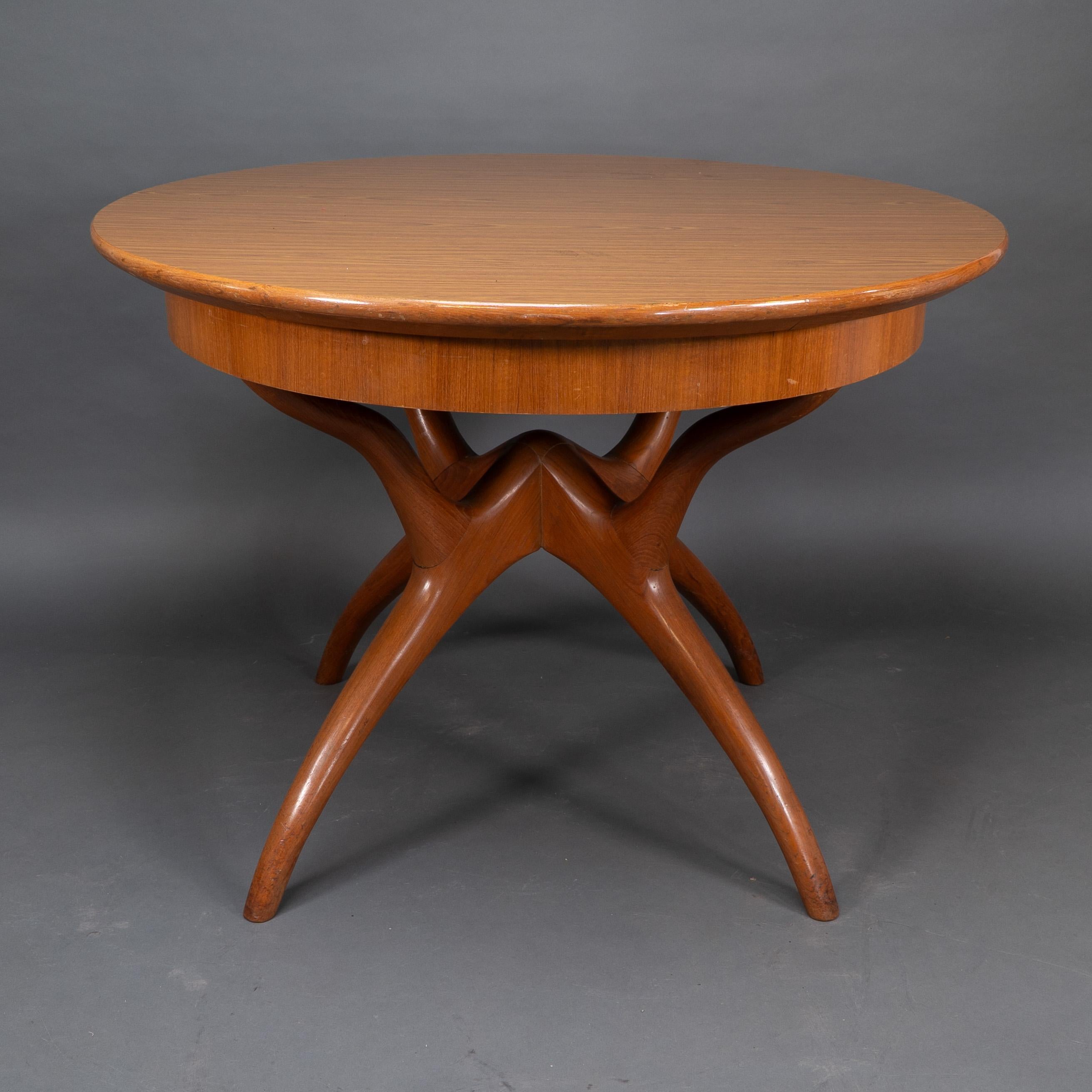 Mid-Century Modern Midcentury Teak Extending Dining Table with Organic Style Cross Frame Legs For Sale