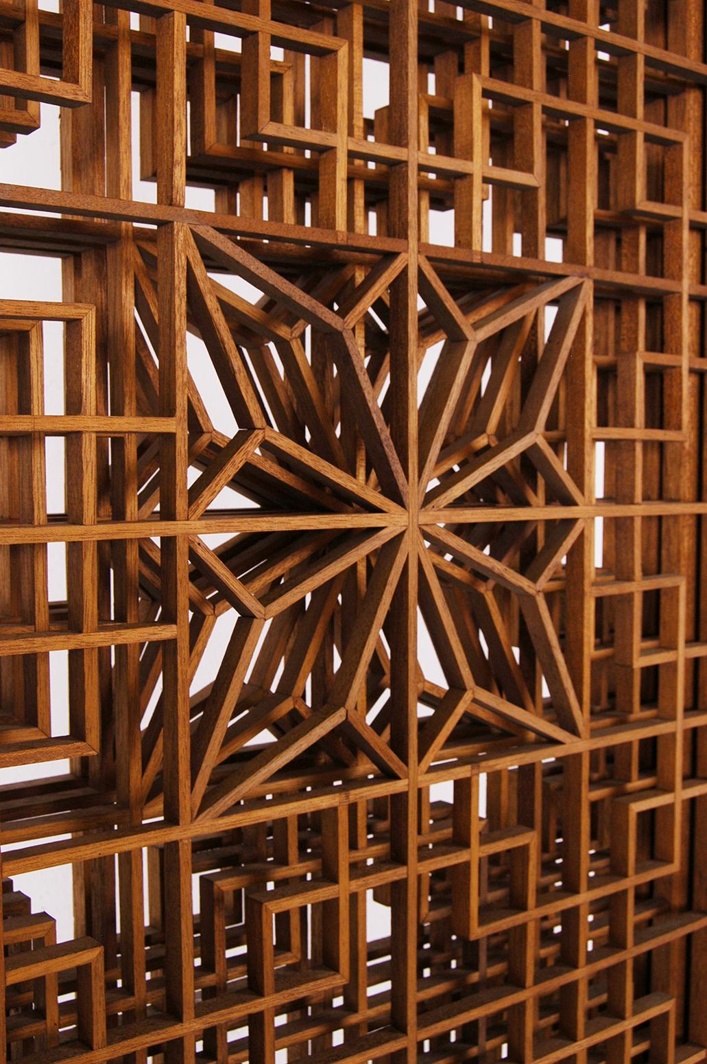 Midcentury Teak Kumiko Folding Screen Room Divider Japanese Art Latticework 5