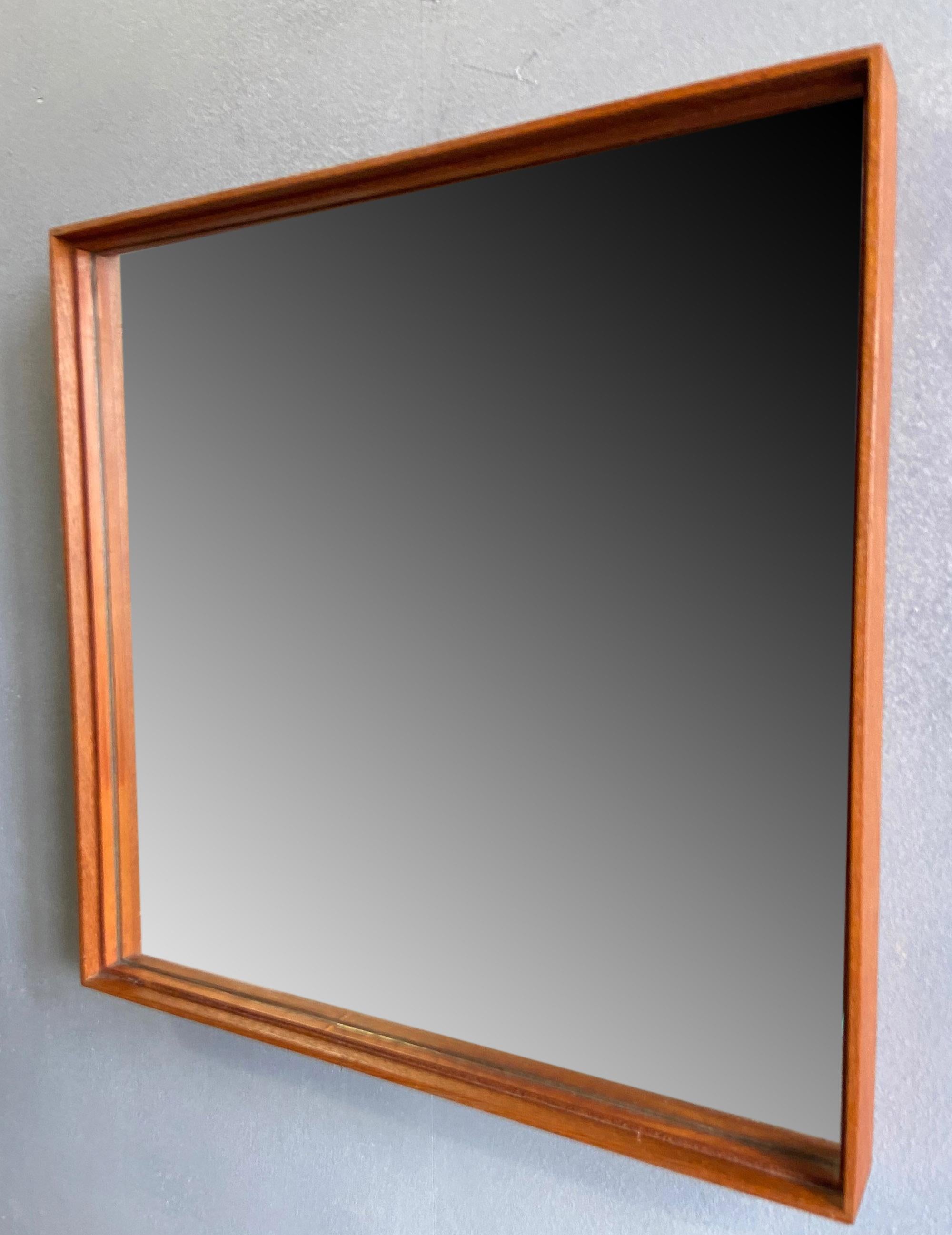 Midcentury Teak Mirror by Uno & Osten Kristiansson for Glas Mäster For Sale 1