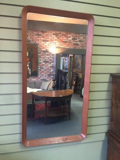 Midcentury Teak Mirror with Rounded Corners by Pedersen & Hansen