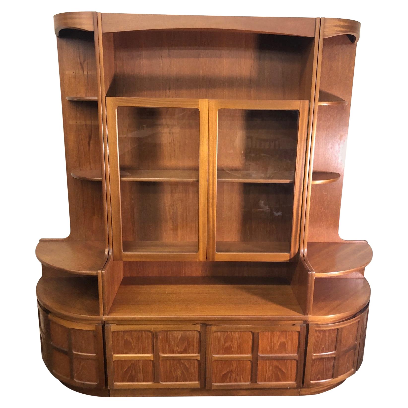 Midcentury Teak Modular 3 Part Wall Unit by Nathan Furniture For Sale