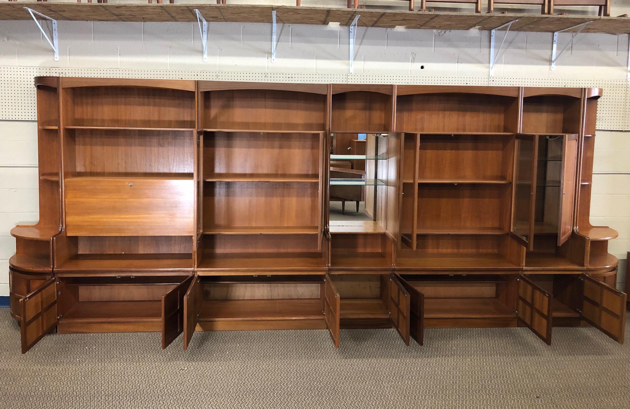 Midcentury Teak Modular 7 Part Wall Unit by Nathan Furniture For Sale 4