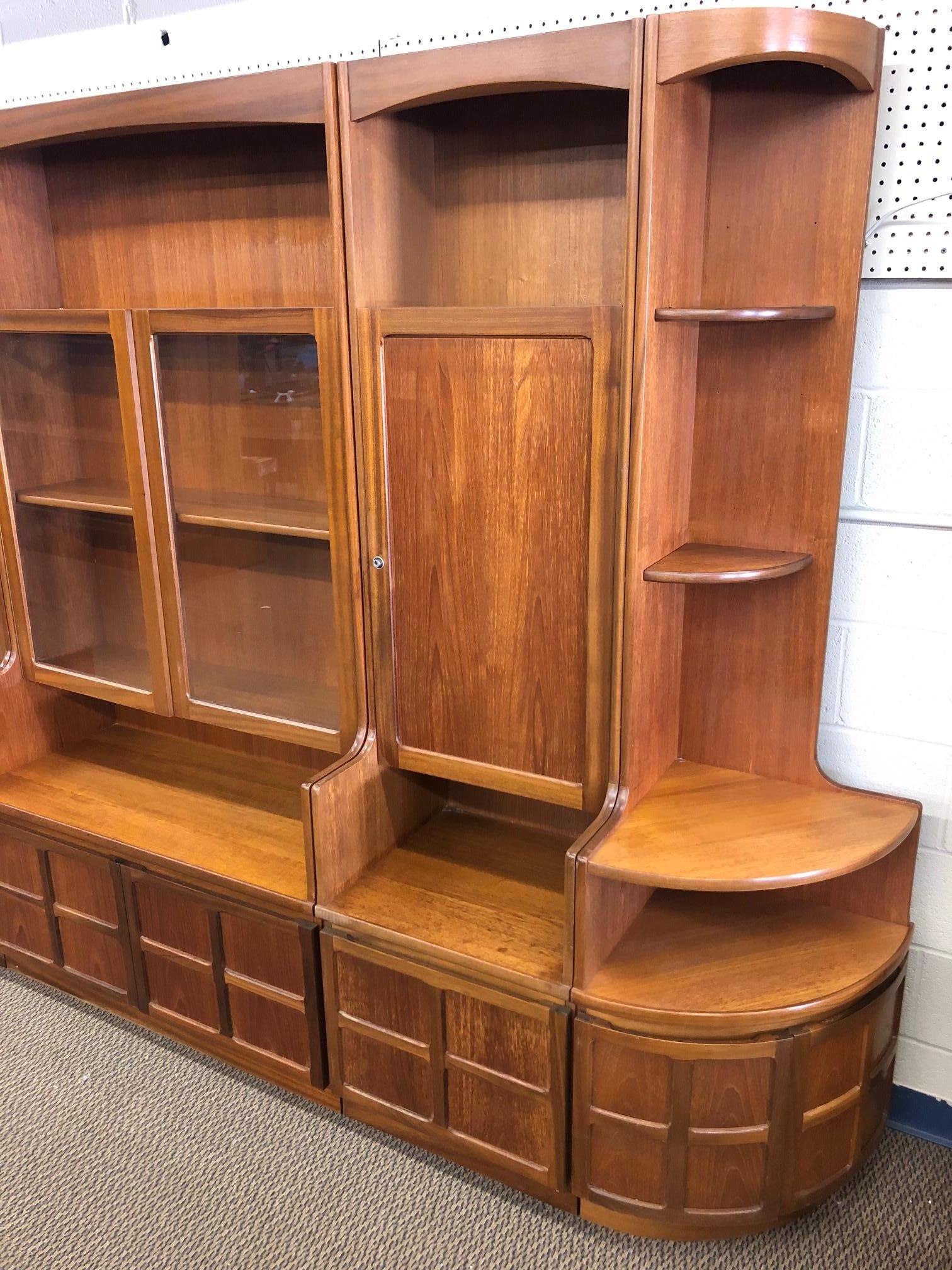 Mid-Century Modern Midcentury Teak Modular 7 Part Wall Unit by Nathan Furniture For Sale