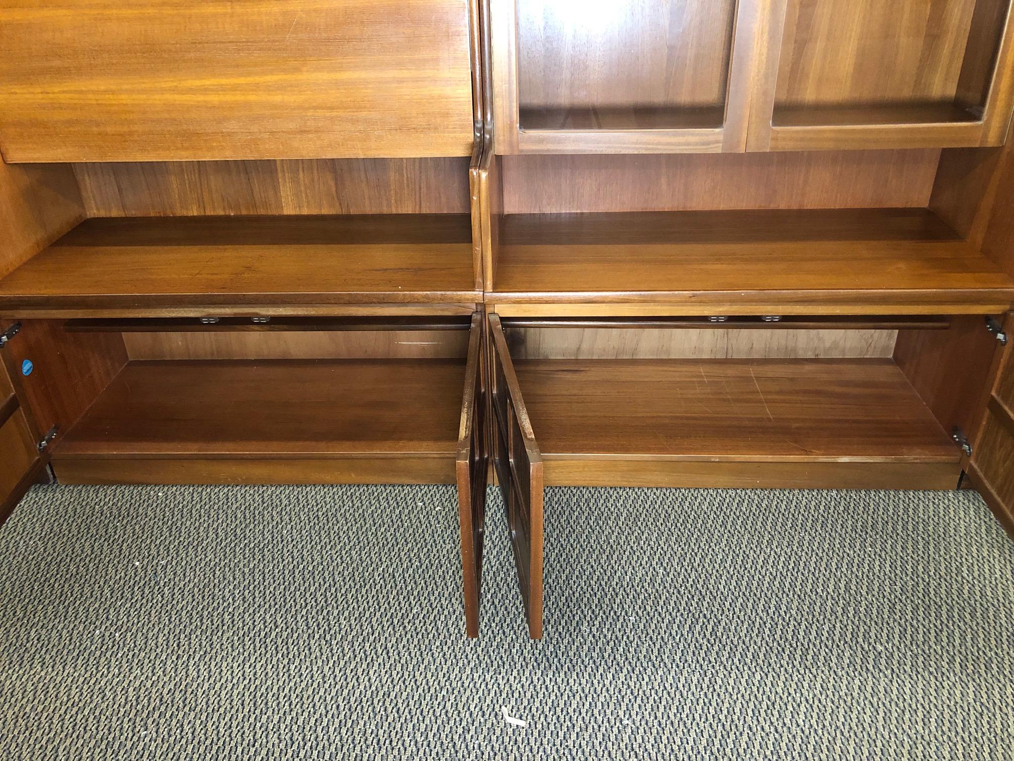 Midcentury Teak Modular 7 Part Wall Unit by Nathan Furniture In Good Condition For Sale In Norcross, GA