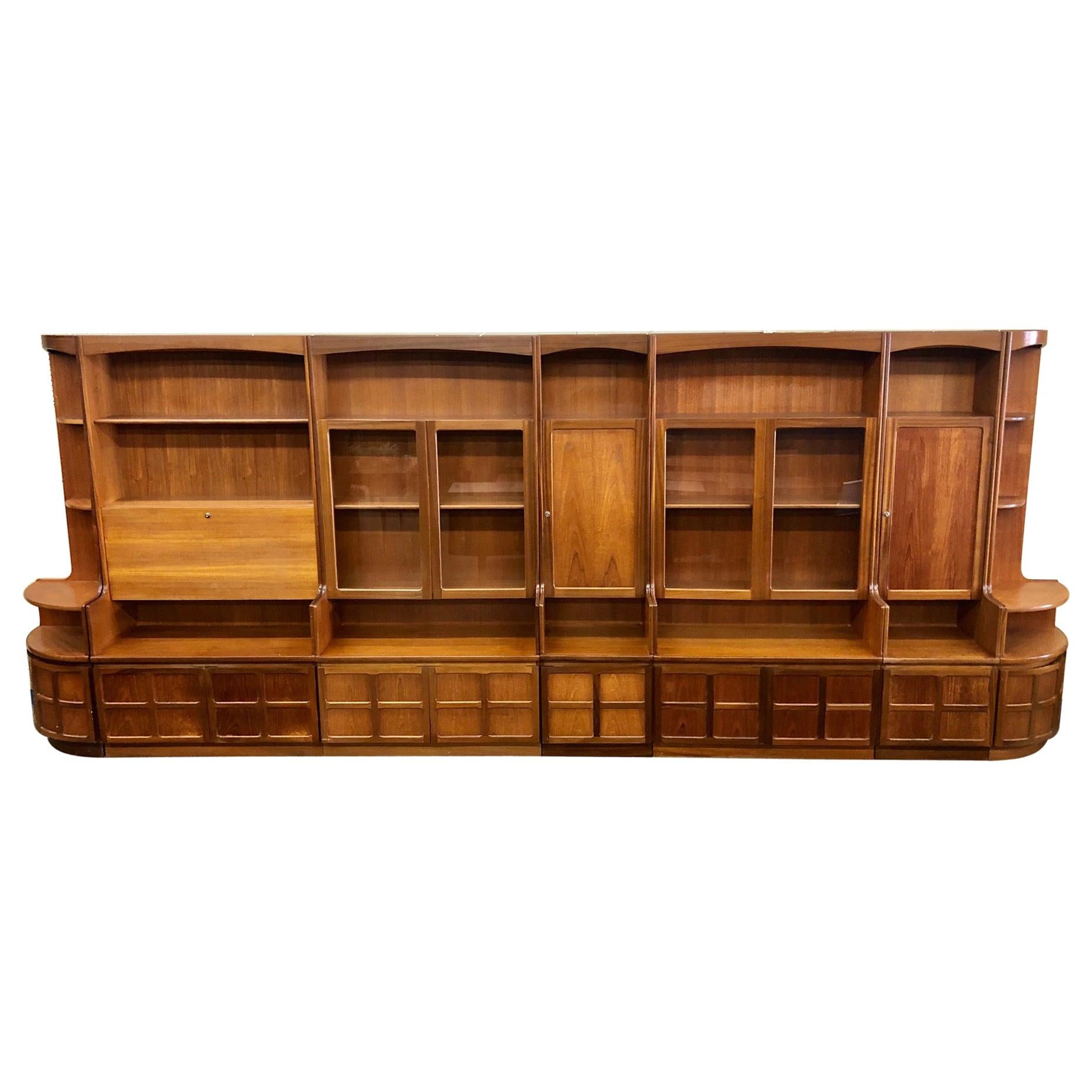 Midcentury Teak Modular 7 Part Wall Unit by Nathan Furniture For Sale