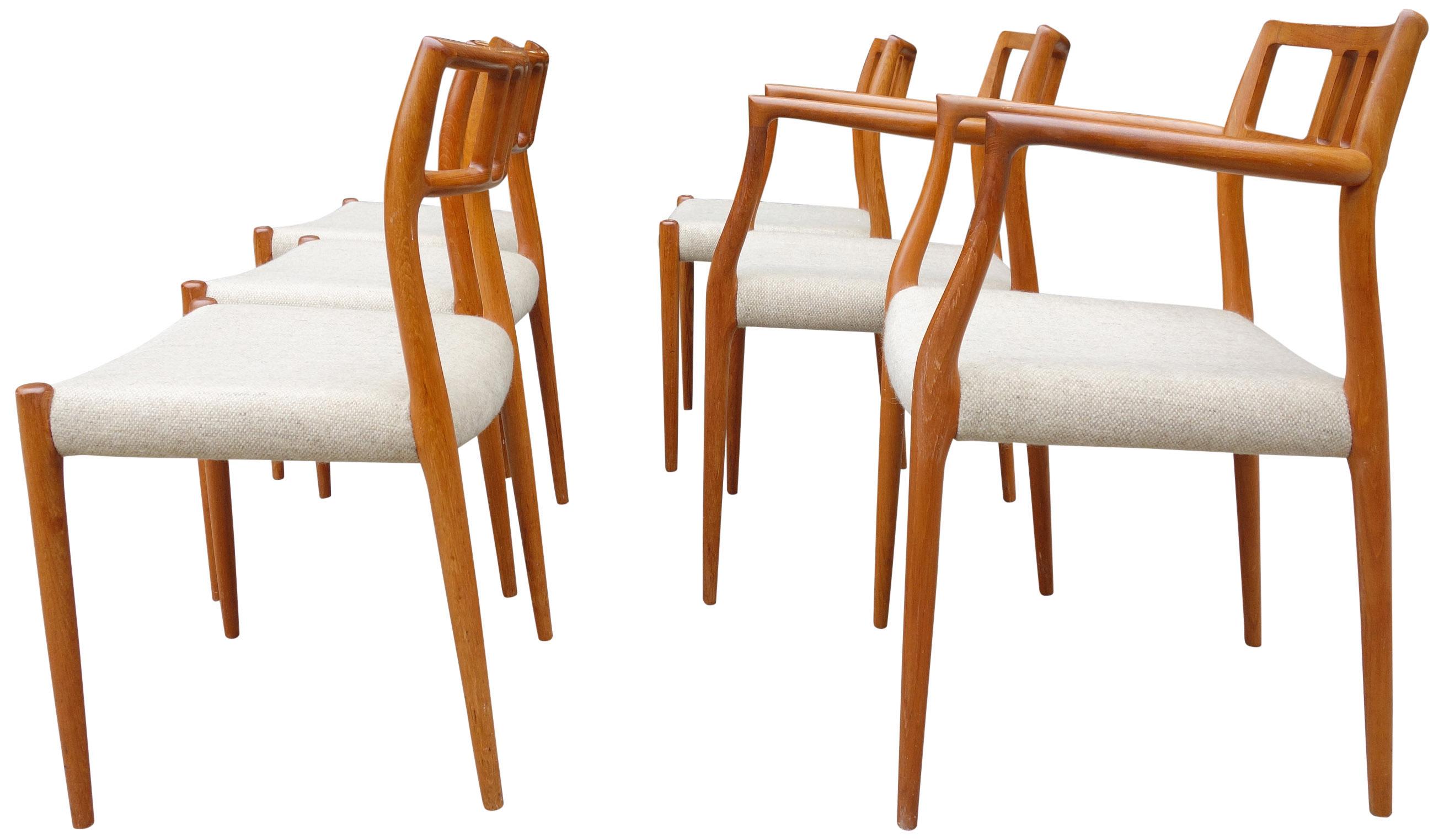 Danish Midcentury Teak Moller Chairs Model 79