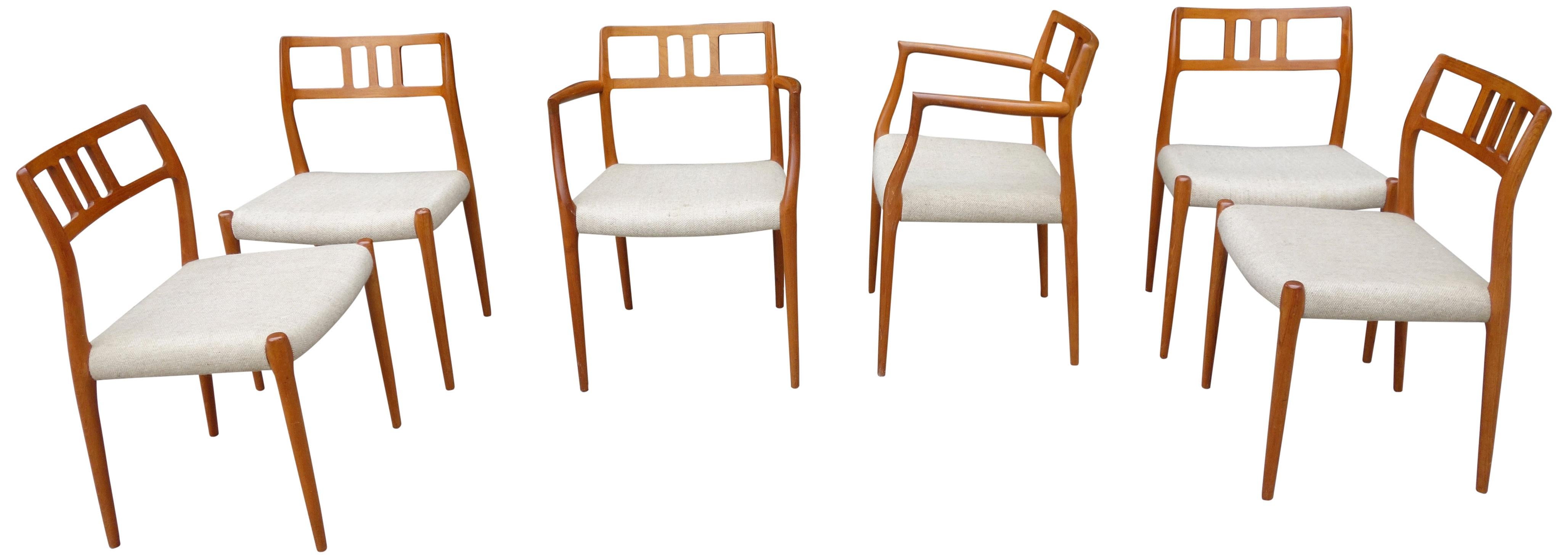 Midcentury Teak Moller Chairs Model 79 In Good Condition In BROOKLYN, NY