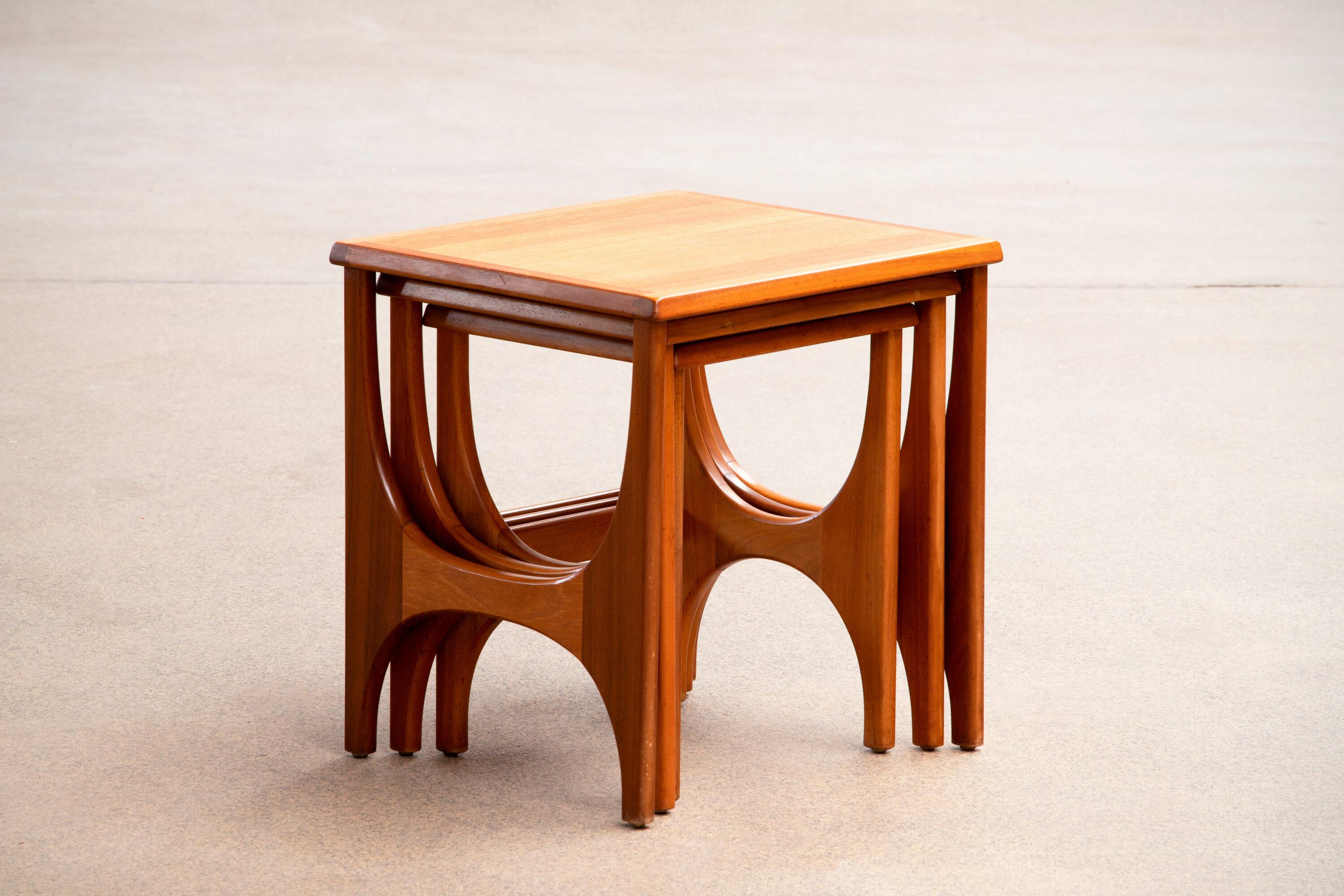 Teak midcentury nesting tables in teak, designed by Nathan, UK, 1960s.