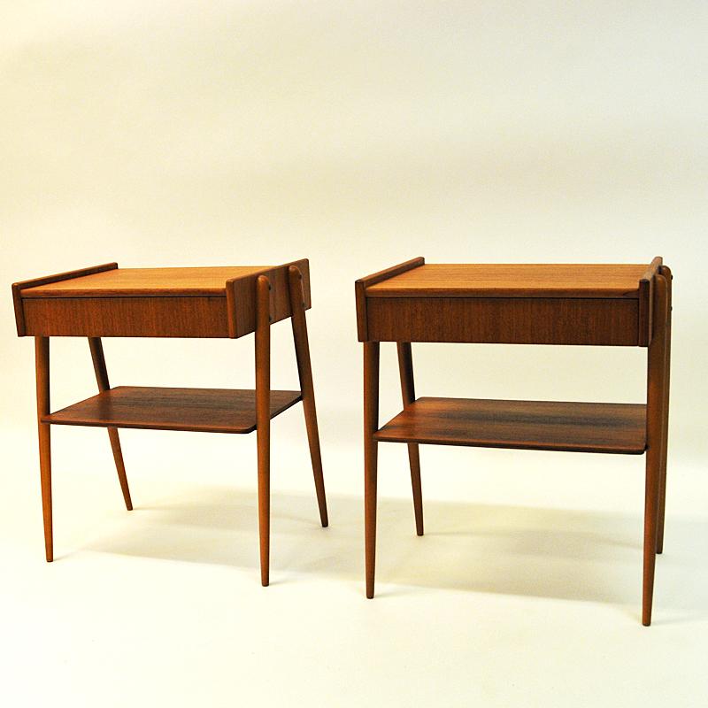 Midcentury Teak Night/Bed/Side Tables by Ab Carlström & Co, Sweden, 1950s In Good Condition In Stockholm, SE