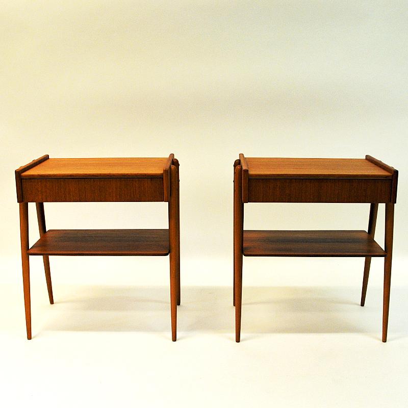 Mid-20th Century Midcentury Teak Night/Bed/Side Tables by Ab Carlström & Co, Sweden, 1950s