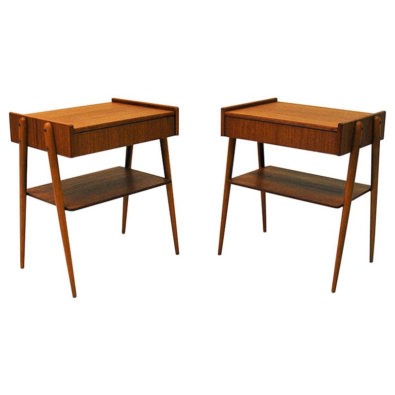 Midcentury Teak Night/Bed/Side Tables by Ab Carlström & Co, Sweden, 1950s