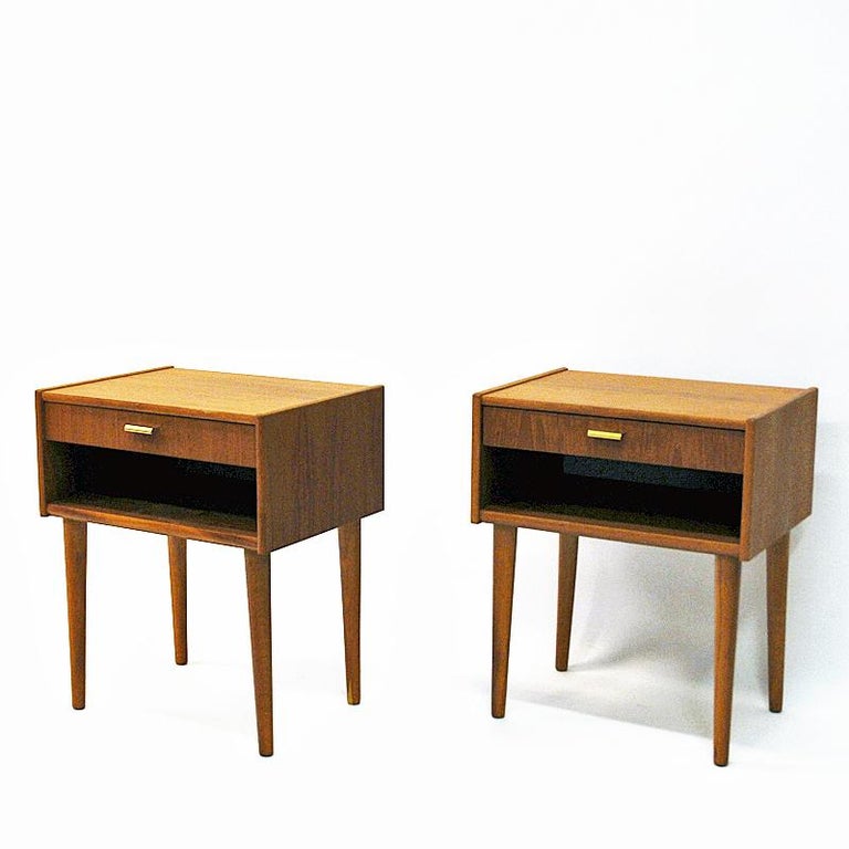 Midcentury Teak Night / Side Table Pair from Sweden, 19501960s at 1stDibs