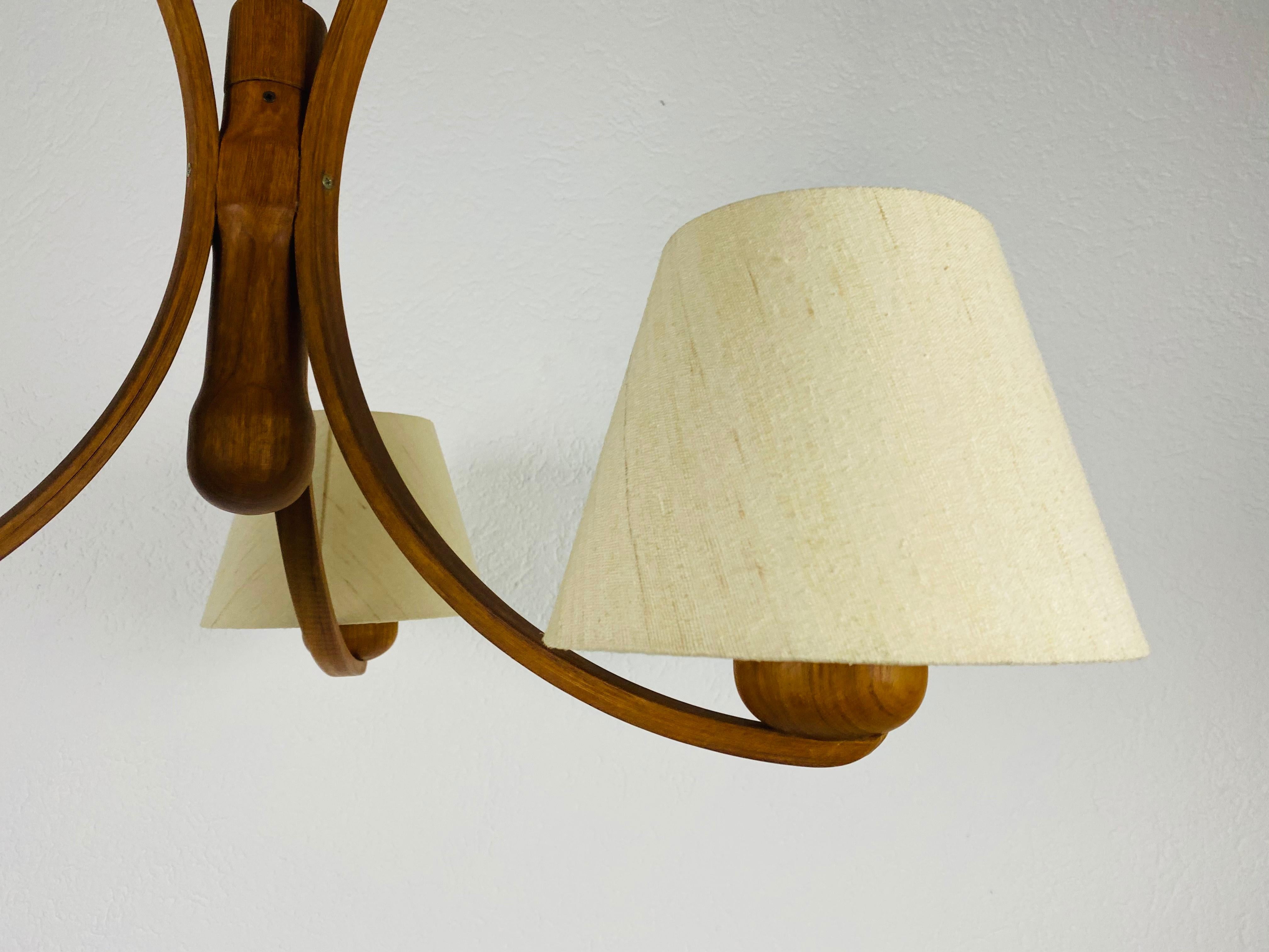 Midcentury Teak Pendant Lamp with 3 Arms by Domus, 1960s 1