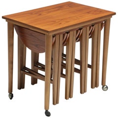 Midcentury Teak Quartetto Nesting Tables Attribute to Poul Hundevad Midcentury Teak Quartetto Nesting Tables Attribute to Poul Hundevad