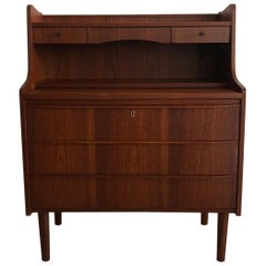 Midcentury Teak Secretary Desk from Denmark with Mirror