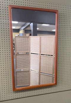 Midcentury Teak Shadow Box Mirror with Rounded Corners by Pedersen & Hansen