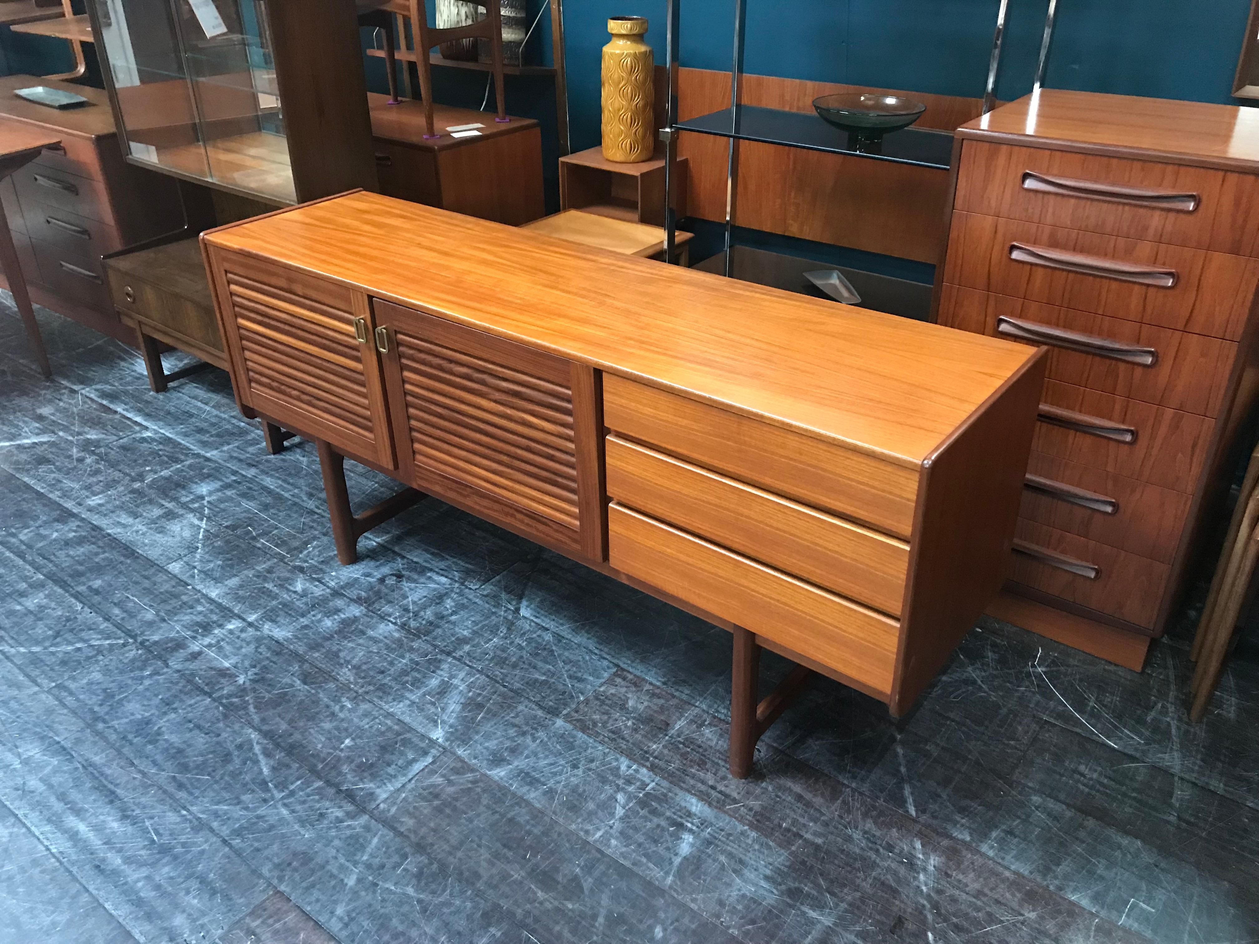 Mid-Century Modern Midcentury Teak Sideboard with Louvre Doors by Tom Robertson for A.H. McIntosh For Sale