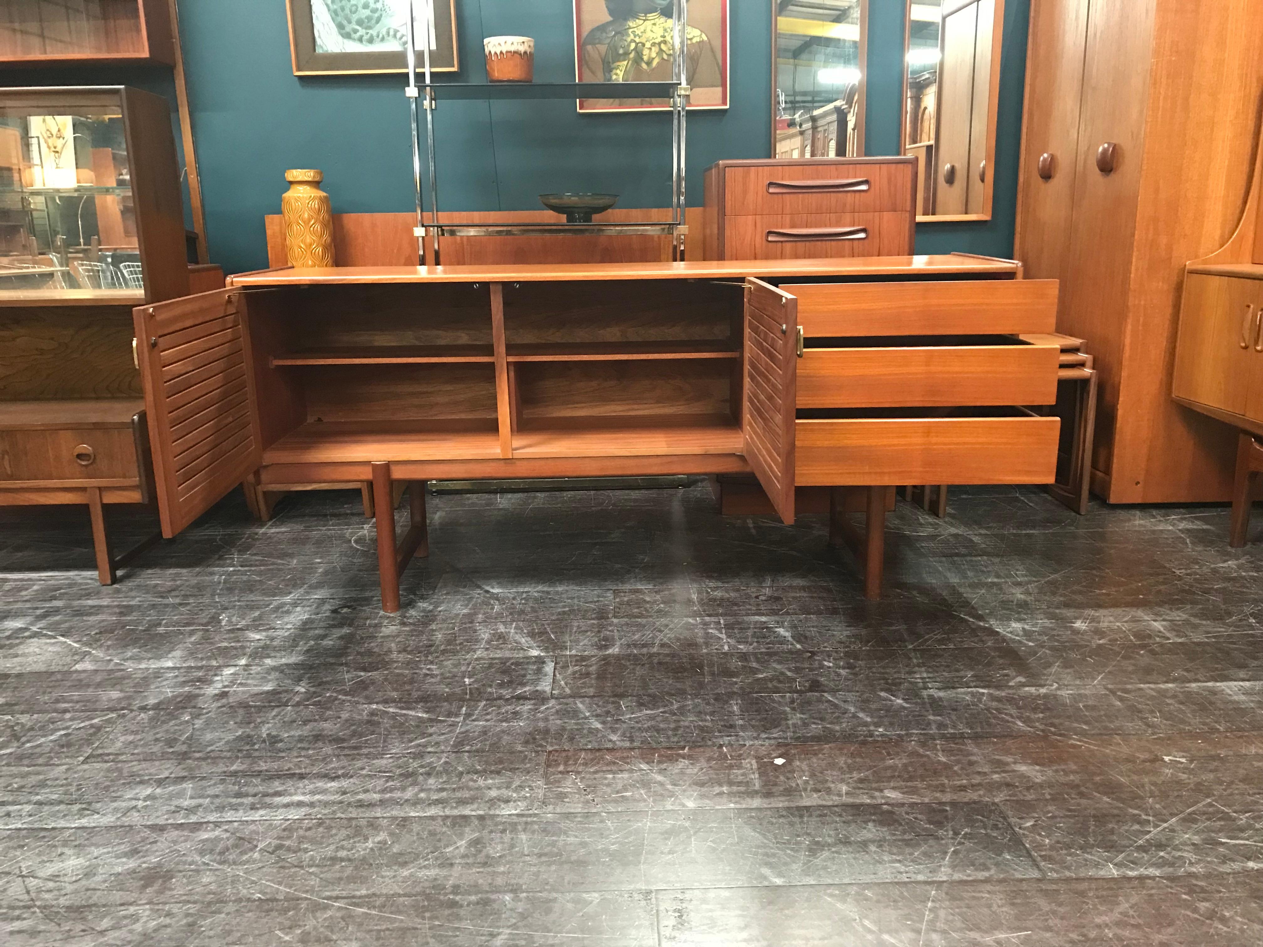 20th Century Midcentury Teak Sideboard with Louvre Doors by Tom Robertson for A.H. McIntosh For Sale